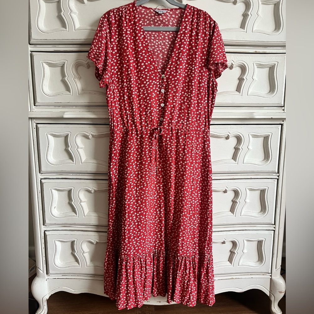 Rails Red and White Floral Midi Dress